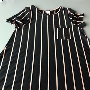 NWOT LuLaRoe Carly Black and Pink Pinstripe Dress